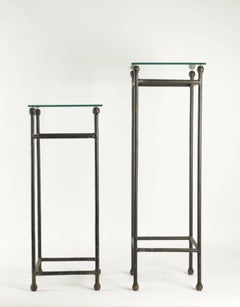 Two Consoles in Wrought Iron under Glass in an Industrial Style 20th Century