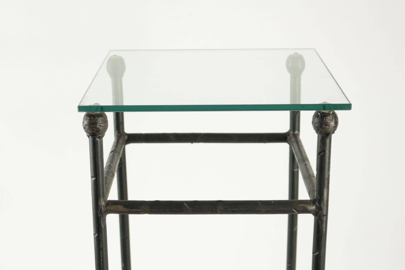 Two Consoles in Wrought Iron under Glass in an Industrial Style 20th Century For Sale 1