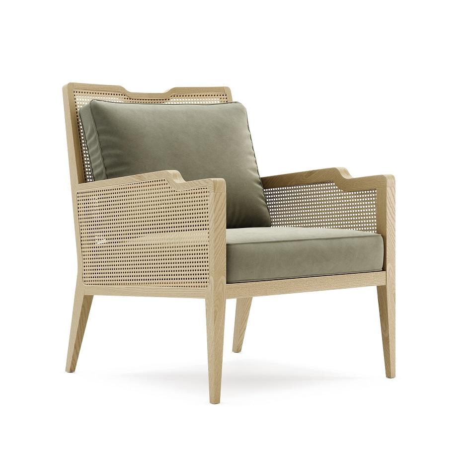 Mid-Century Modern Two Contemporary Armchairs in Natural Woven Rattan
