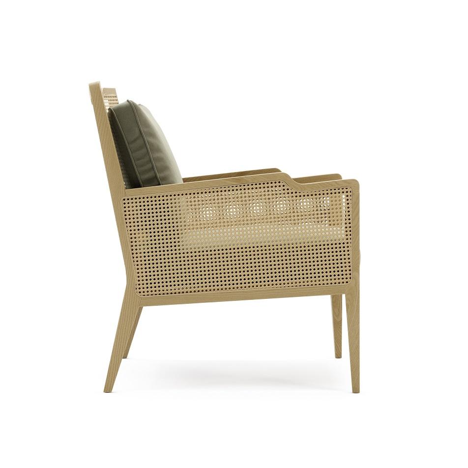 Portuguese Two Contemporary Armchairs in Natural Woven Rattan