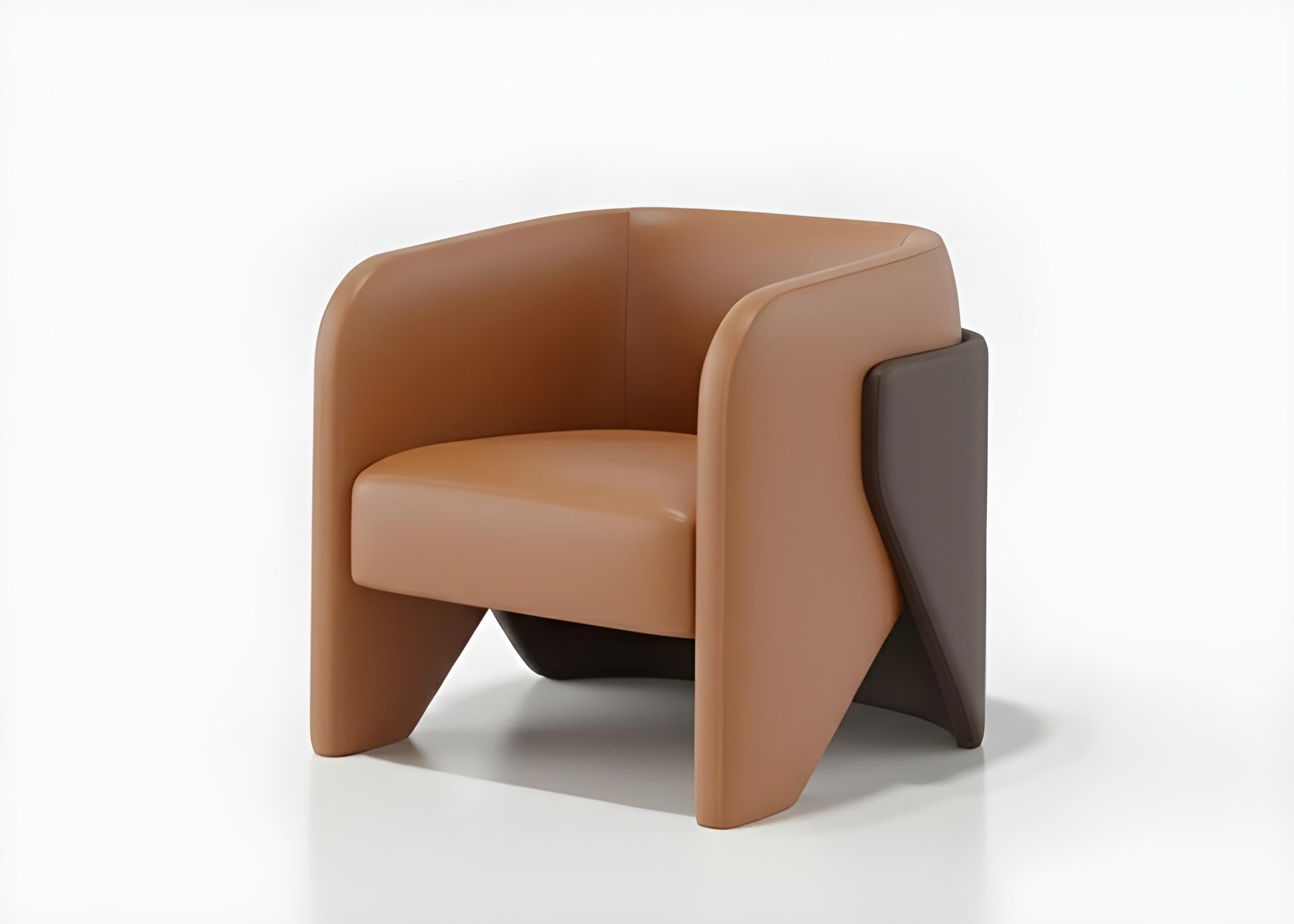 Dos sillones contemporáneos con respaldo curvado que se envuelve para formar reposabrazos-Mondo Moderno en venta