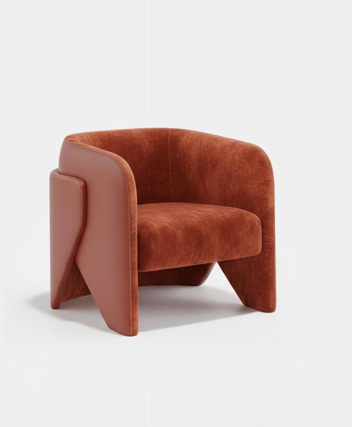 Two Contemporary Armchairs w Curved Back Wrapping Around To Form Armrests-Mondo For Sale 2