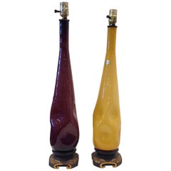 Two Contrasting Murano "Dimple" Lamps