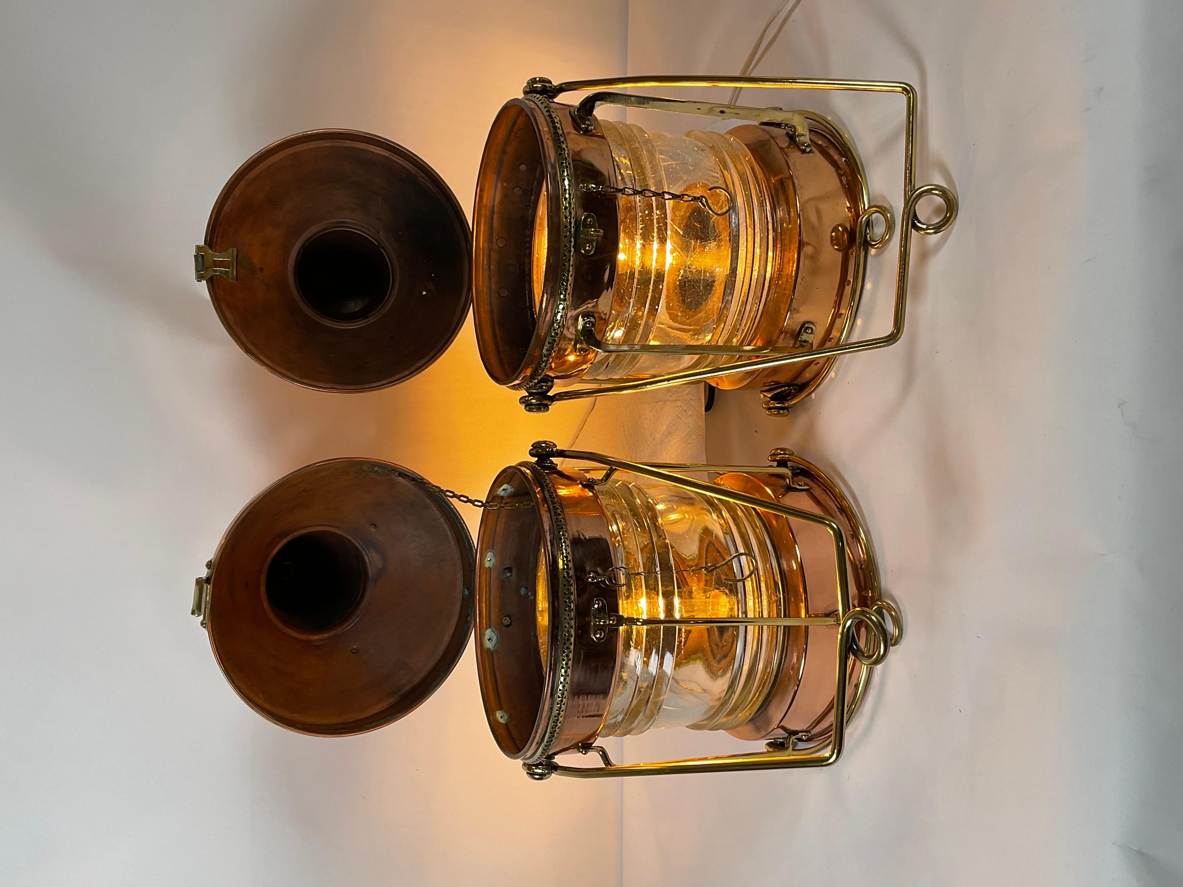 Two Copper and Brass Ship’s Lanterns 4