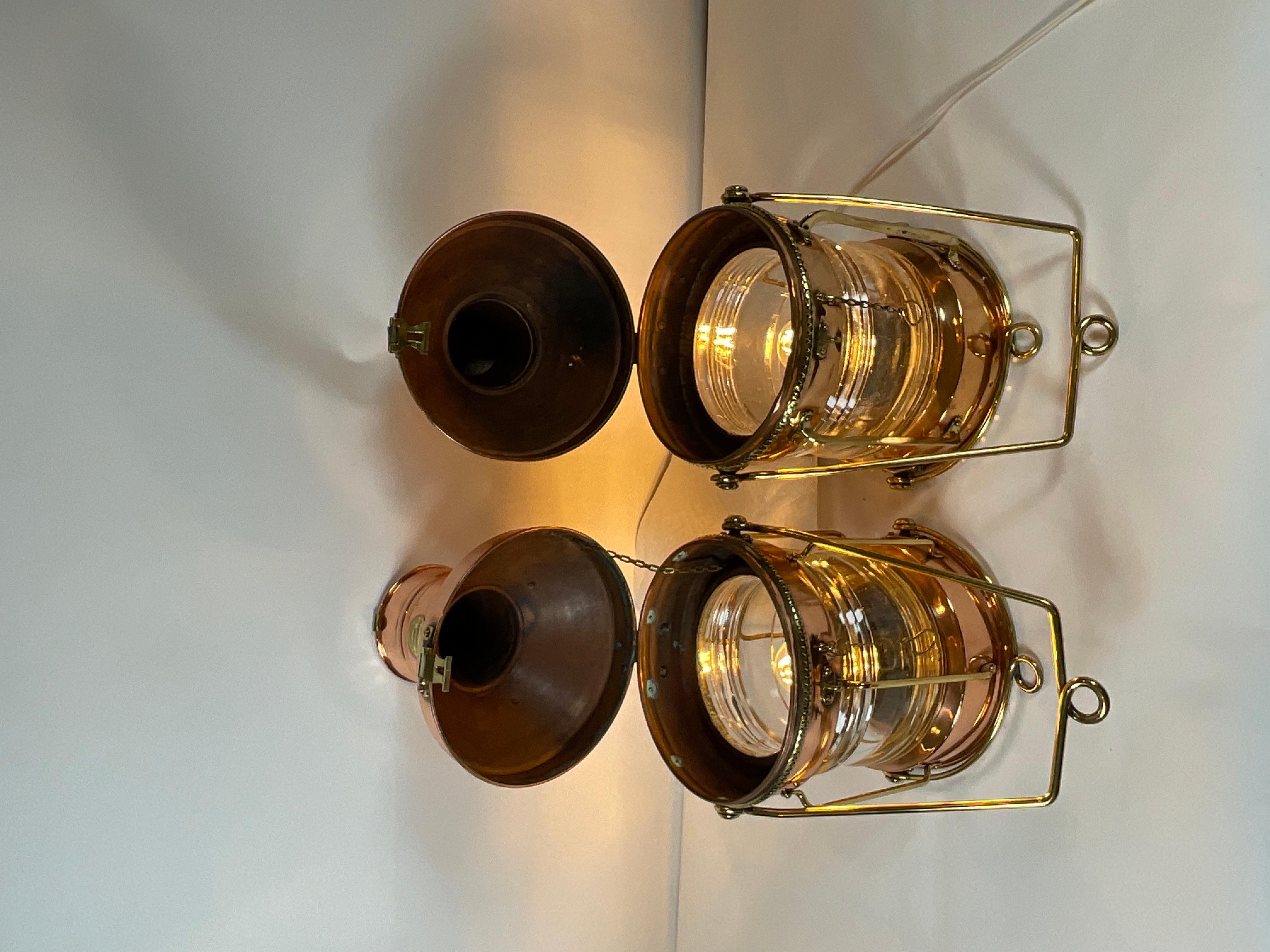 Two Copper and Brass Ship’s Lanterns 7