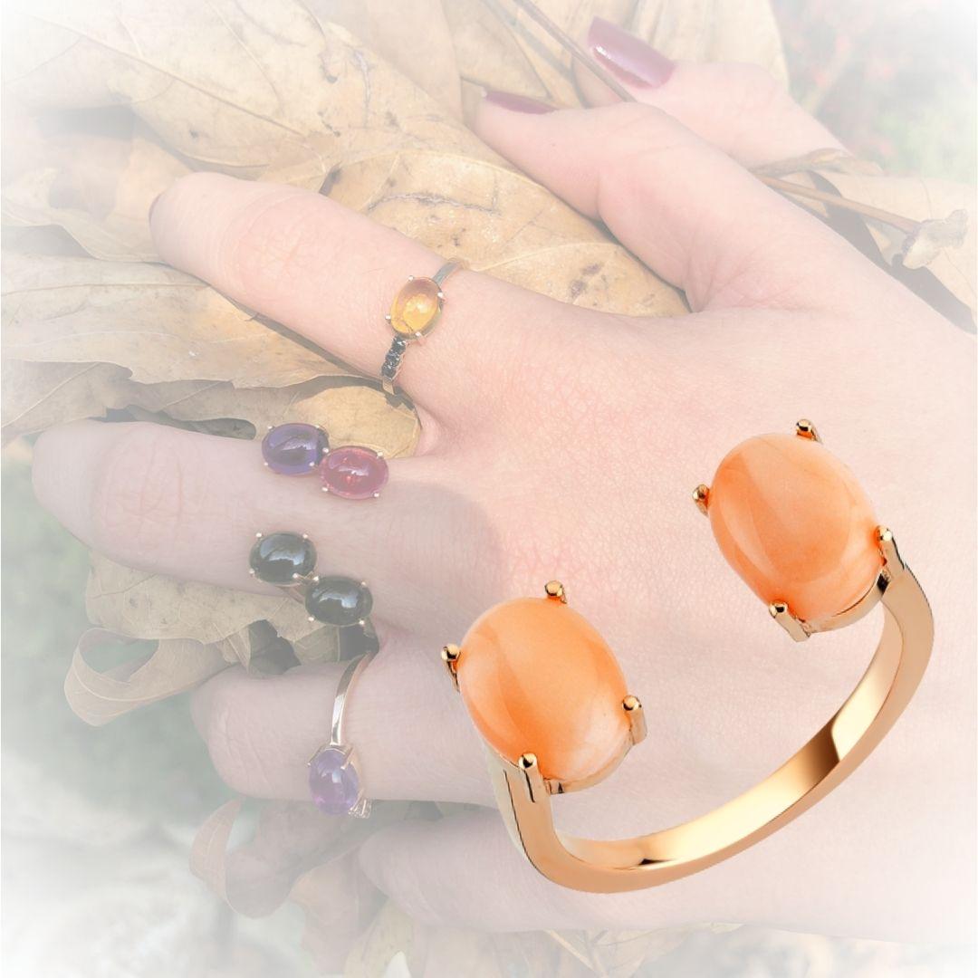 Two coral open ring in rose gold with coral by Selda Jewellery

Additional Information:-
Collection: Waves Collection
14k Rose gold
2.6ct Coral