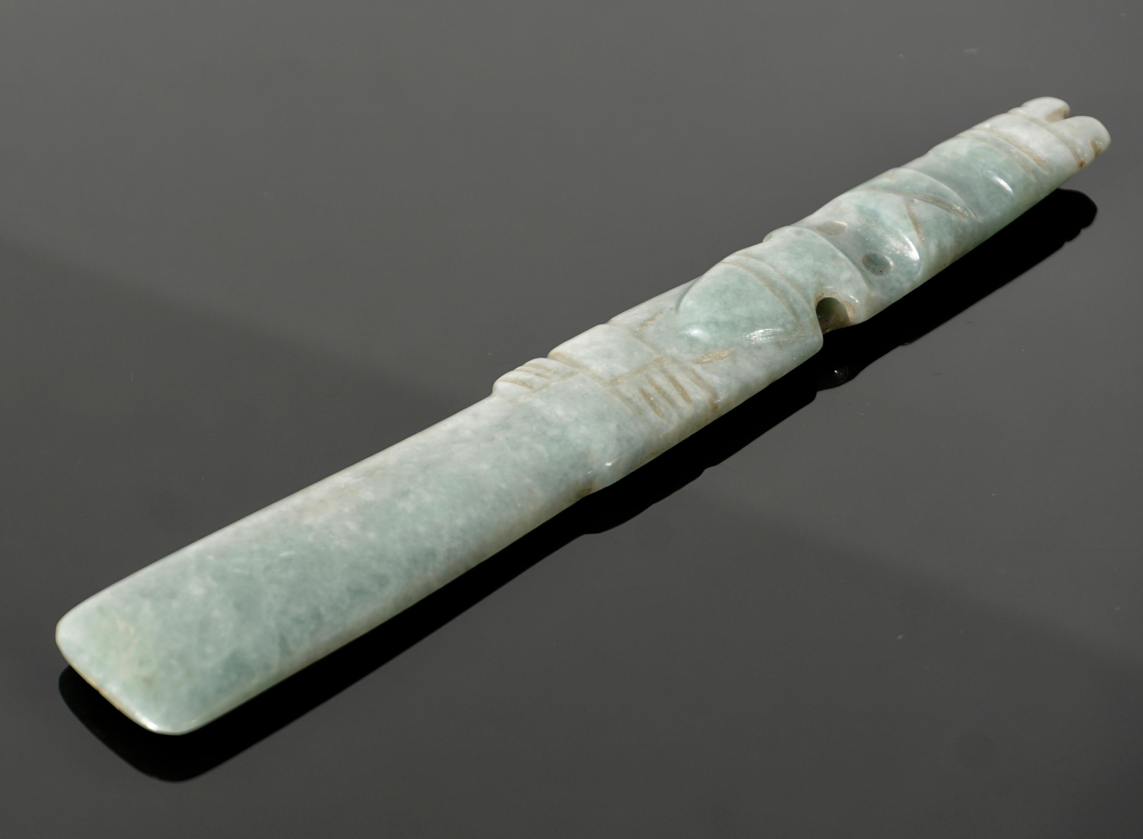 Pre-Columbian Costa Rica Jade Avian Axe God Celt Pendant Pre Columbian, 500 AD-1500 AD For Sale