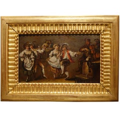 Two Couples Dancing, Oak on Panel, Mid-18th Century French School