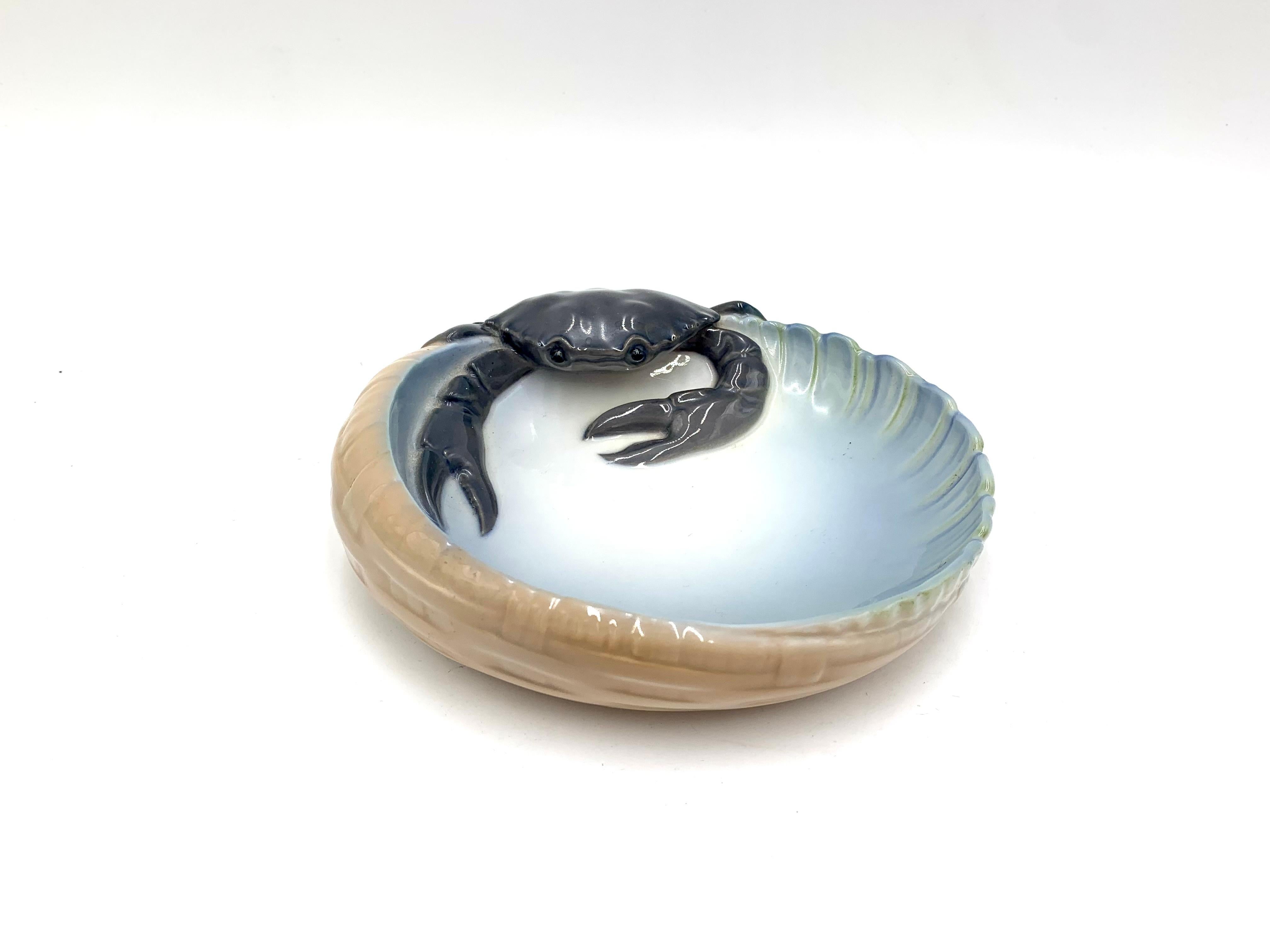 Scandinavian Modern Two Crab Plates, Royal Copenhagen, Denmark, 1950s