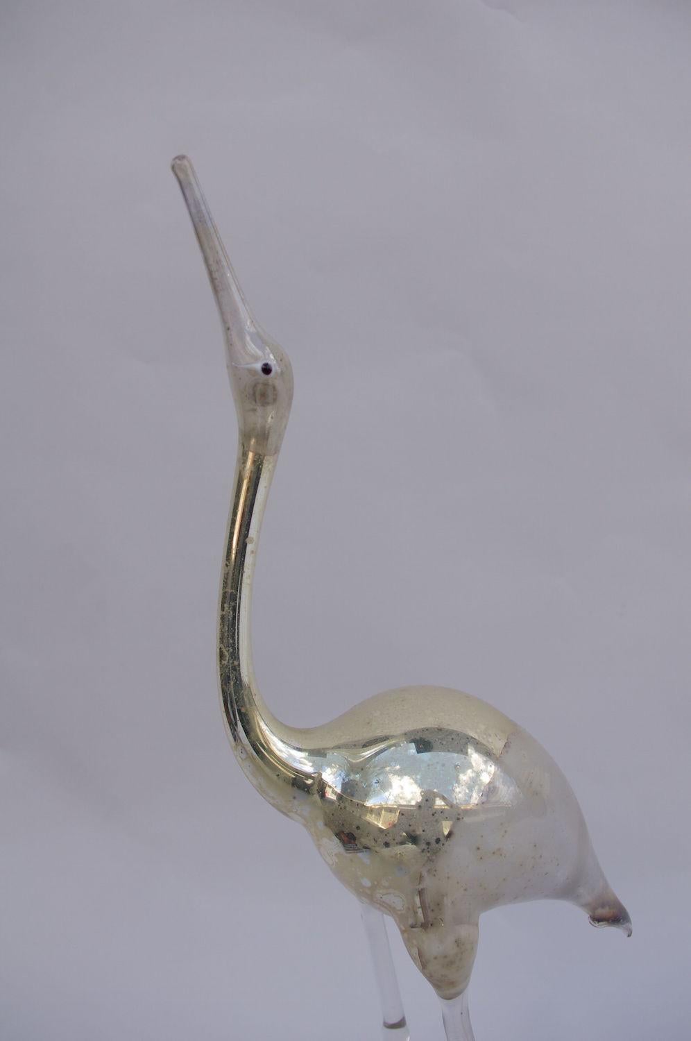 Pair of Murano mouth-blown glass cranes.
Italian work from 1970s.