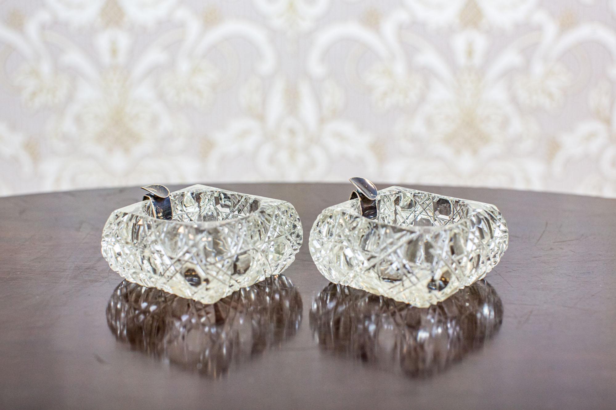 Two Crystal Ashtrays from the Early 20th Century In Good Condition For Sale In Opole, PL