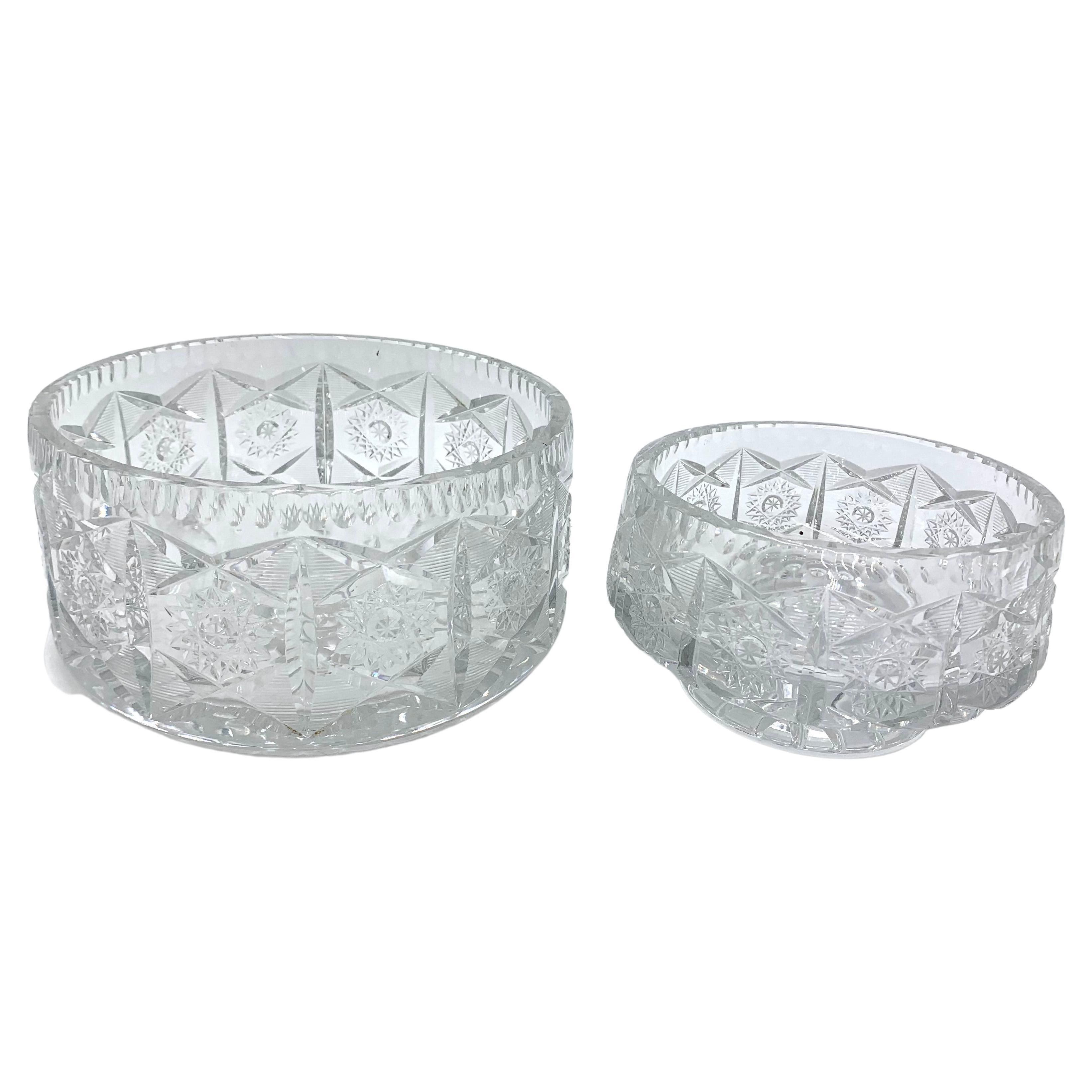 Two Crystal Decorative Bowls, Poland, 1950s