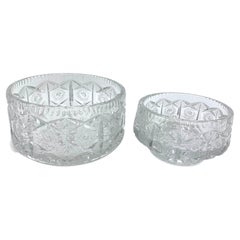 Retro Two Crystal Decorative Bowls, Poland, 1950s