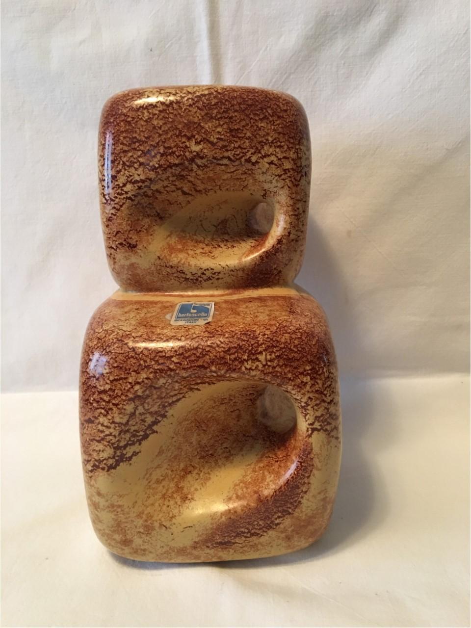 Italian Two Cube Ceramic Vase by Bertoncello Schiavon of Italy For Sale