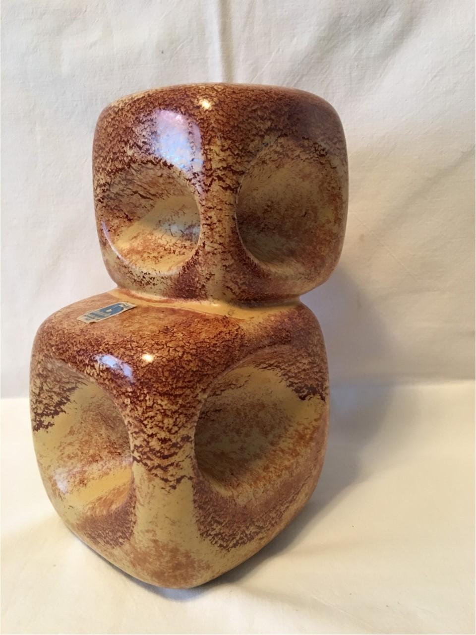 Two Cube Ceramic Vase by Bertoncello Schiavon of Italy In Good Condition For Sale In Frisco, TX