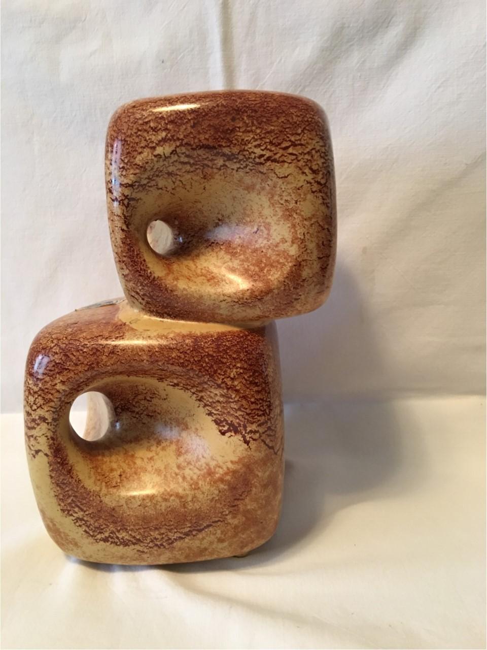 Late 20th Century Two Cube Ceramic Vase by Bertoncello Schiavon of Italy For Sale