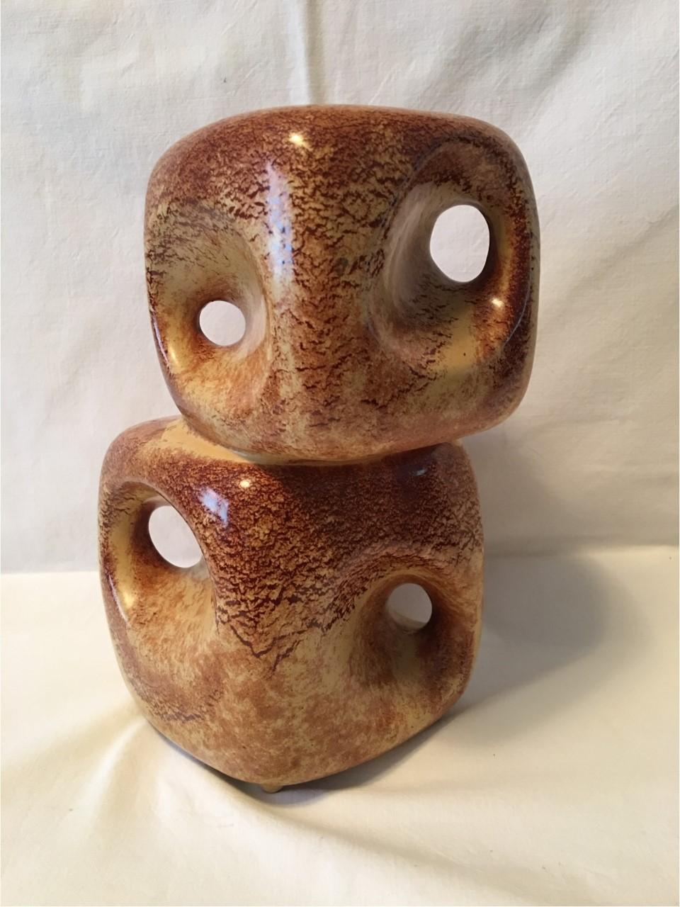 Two Cube Ceramic Vase by Bertoncello Schiavon of Italy For Sale 1