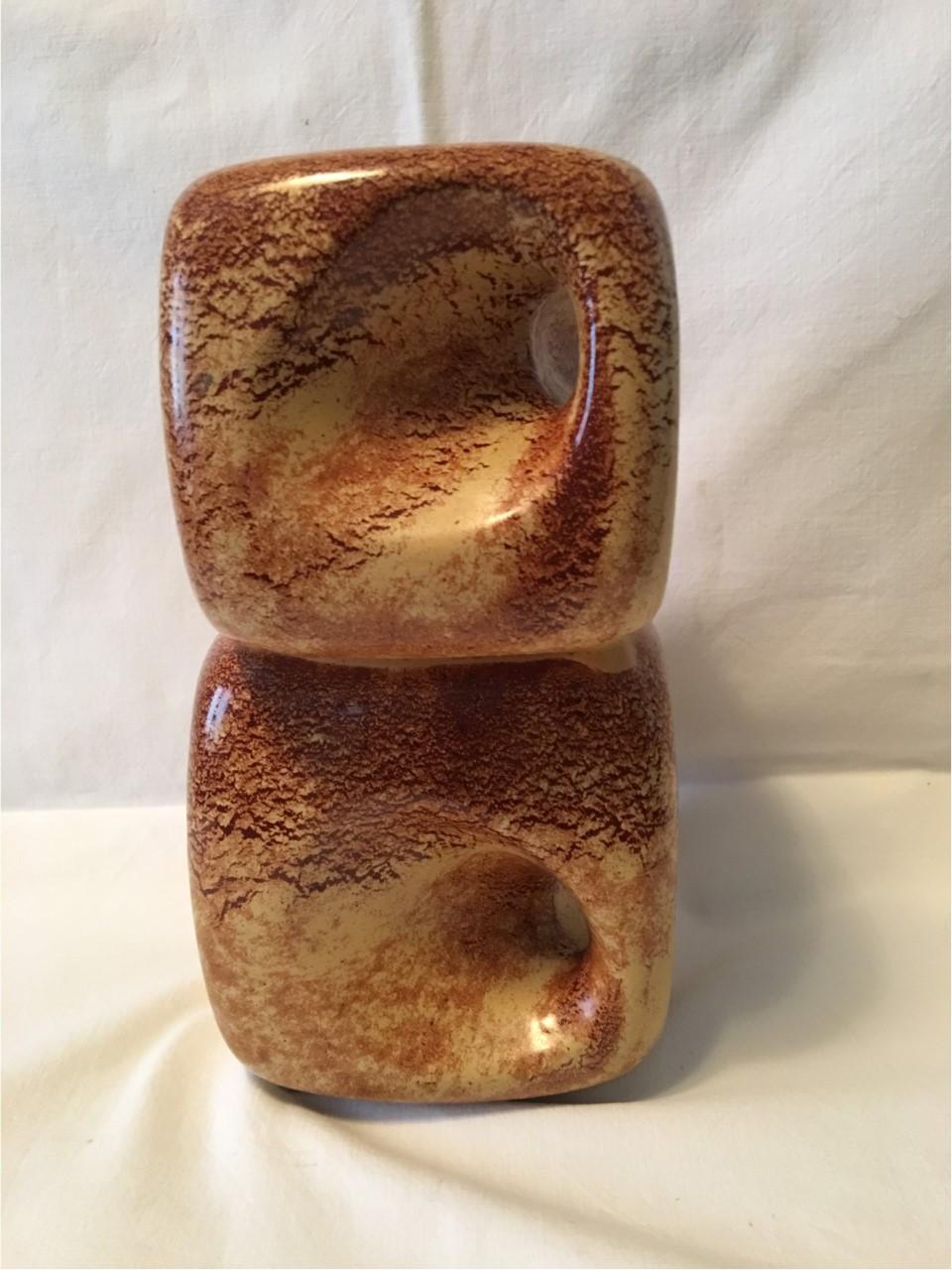 Two Cube Ceramic Vase by Bertoncello Schiavon of Italy For Sale 2