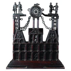 Two Curious French Naive Carved Walnut Architectural Models