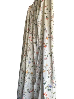 Two Custom Drapery Panels Chinoiserie "Silk Road" Brunschwig & Fils & Silk Trim