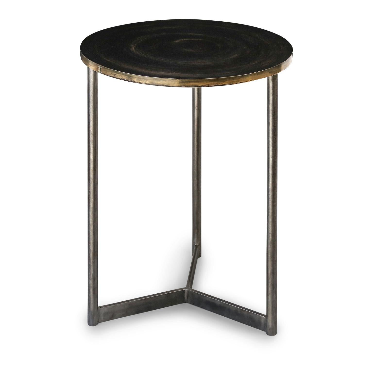 Custom Steel and Brass Side Table In Good Condition In Houston, TX