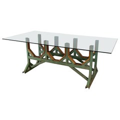 Two Customizable Industrial Metal And Wood Dining Room Table Bases