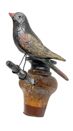 Two Cute Vichtauer Hand Carved Wood Birds, Black Forest Folk Art, Austria 1860s