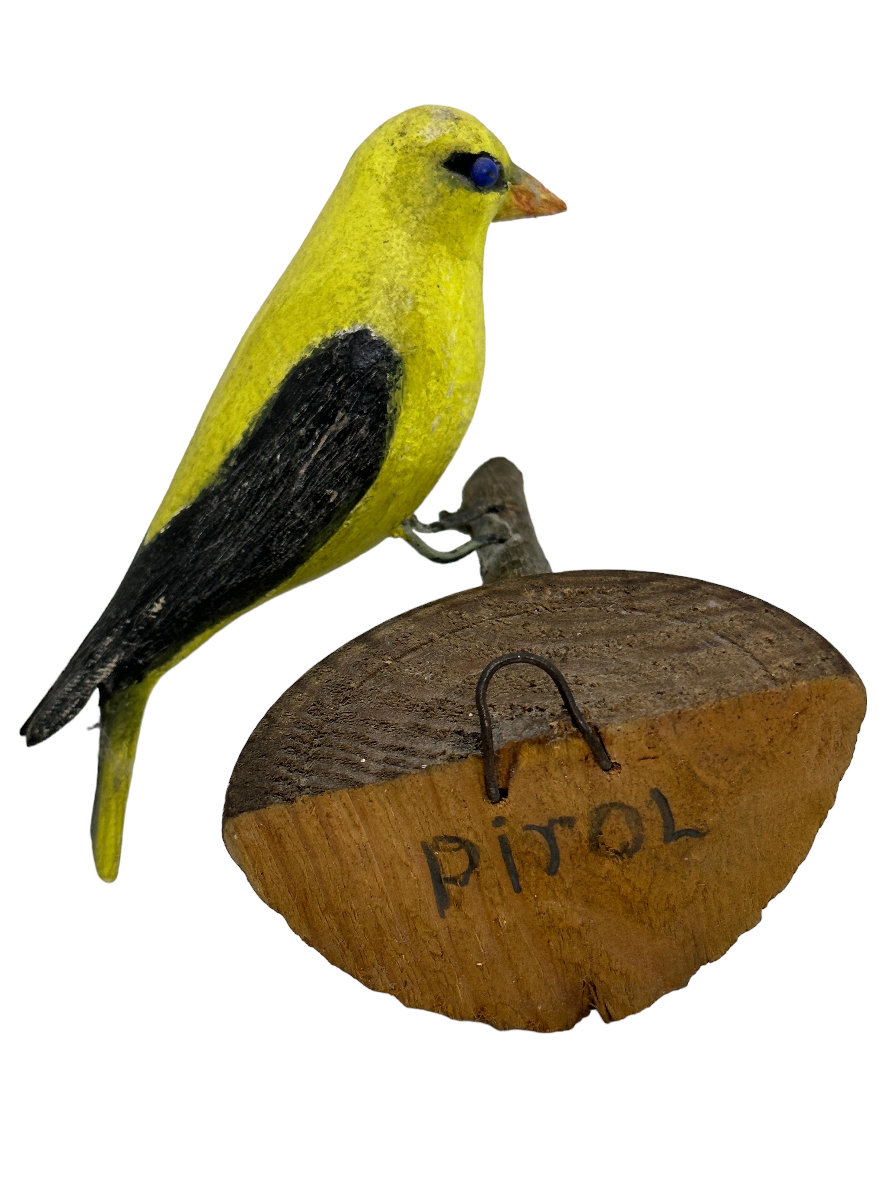 Two Cute Vichtauer Hand Carved Wood Birds, Black Forest Folk Art, Austria, 1910s 2