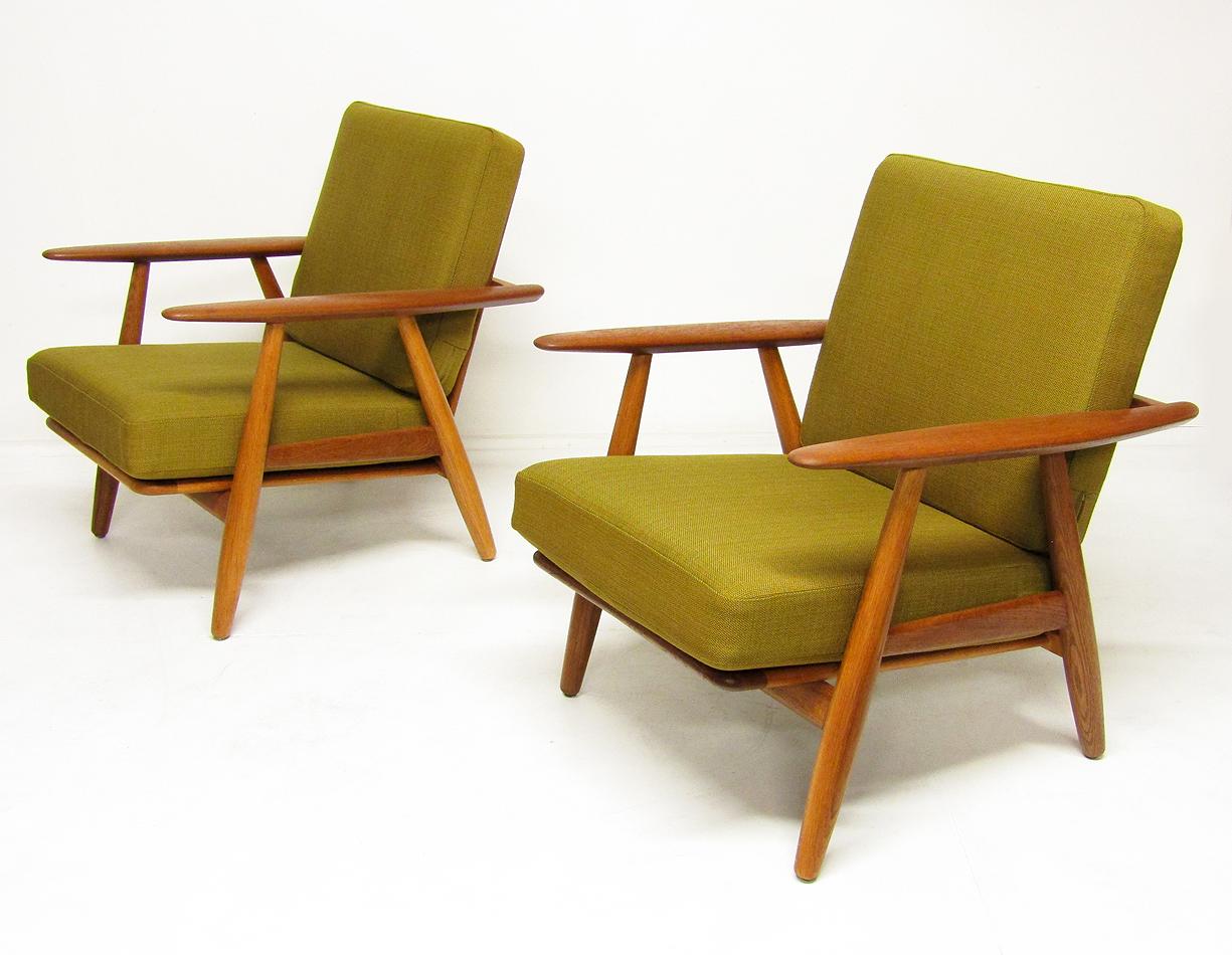 Mid-Century Modern Two Danish 1960s GE-240 Cigar Chairs by Hans Wegner for GETAMA