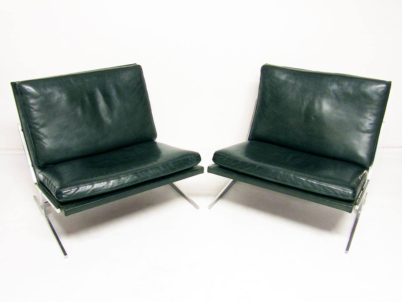 Mid-Century Modern Two Danish BO-561 Chairs in Leather by Preben Fabricius & Jorgen Kastholm For Sale