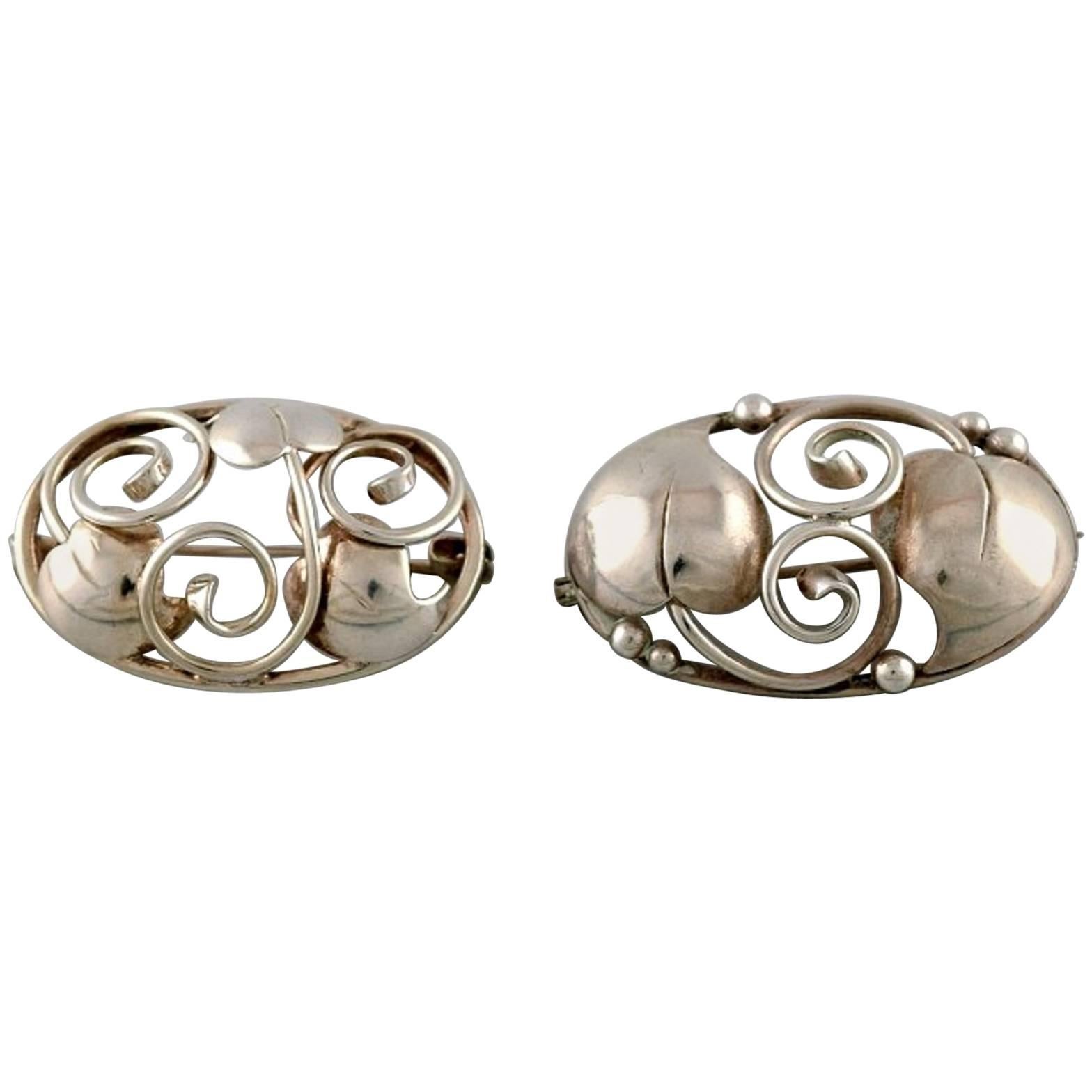 Two Danish Brooches in Silver, 1930s