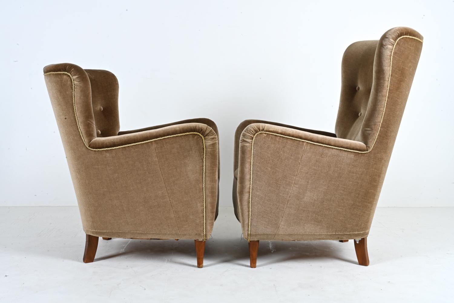 Two Danish Easy Chairs, Manner of Frits Henningsen, c. 1950's For Sale 9