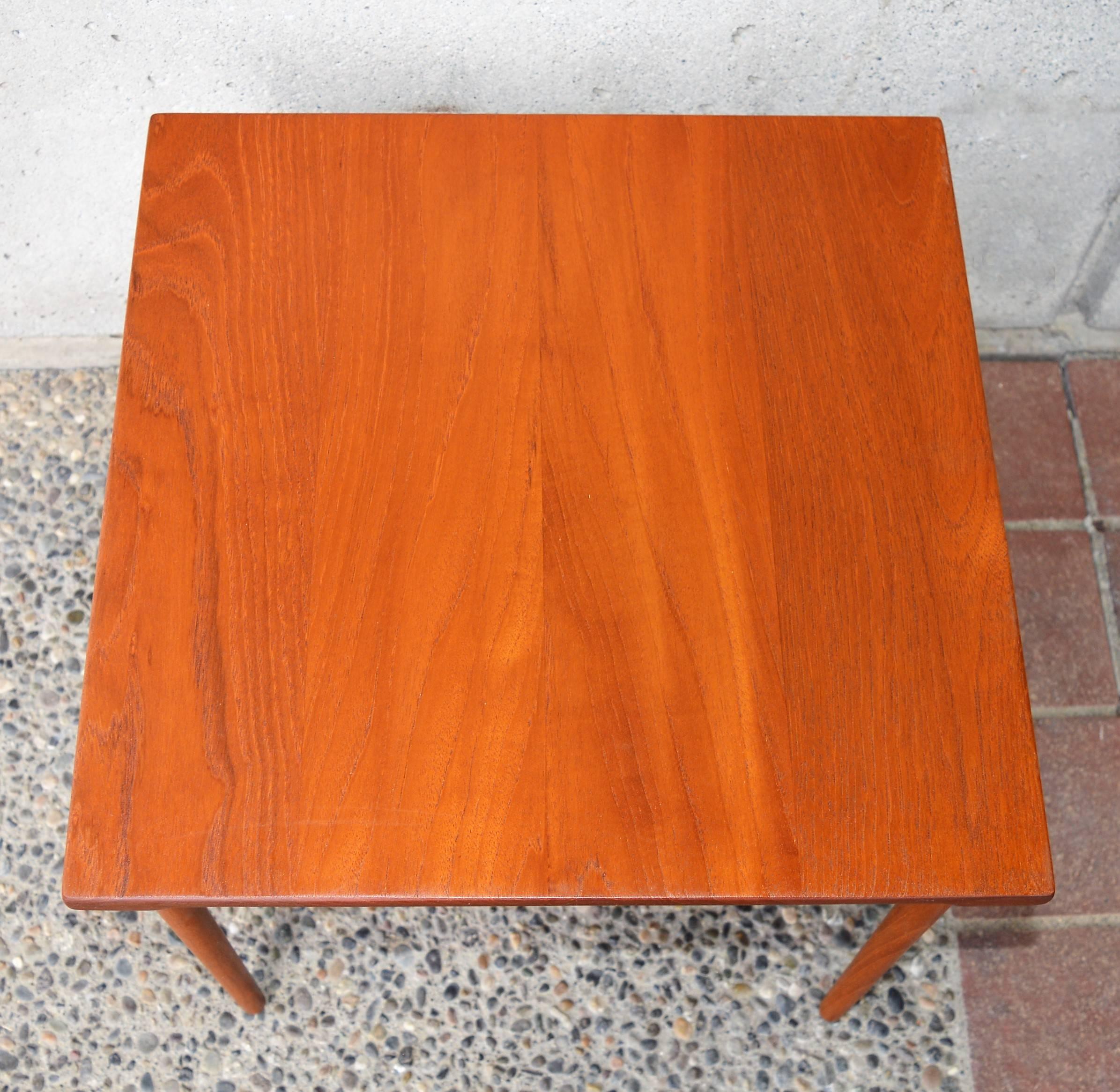 Steel Two Danish Modern Solid Teak 1960s Square Side Table by Hvidt & Mølgaard-Nielsen