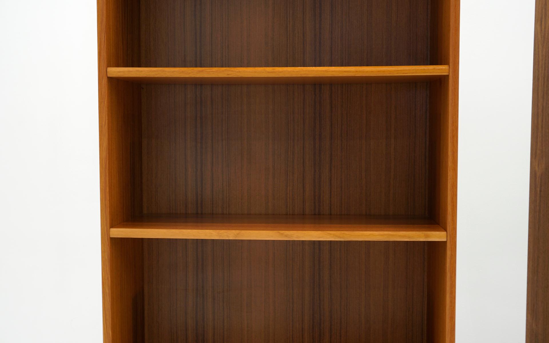 Two Danish Modern Teak Bookcases, Six Feet Tall, Ready to Use In Good Condition In Kansas City, MO