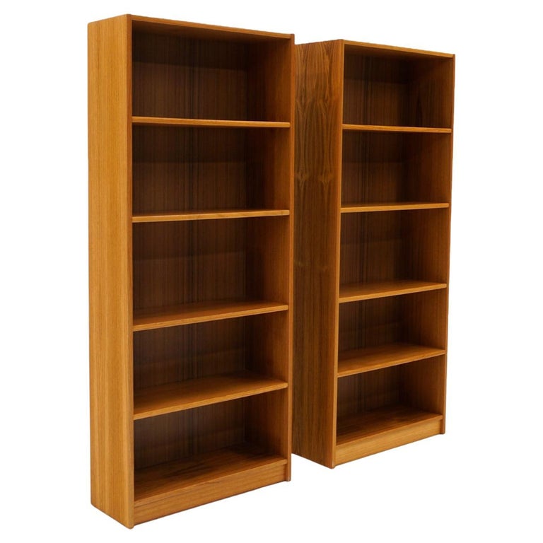 Two Danish Modern Teak Bookcases, Six Feet Tall, Ready to Use For Sale