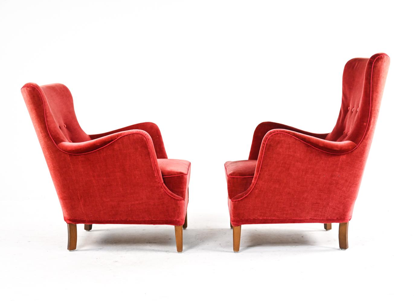 Two Danish Mohair Easy Chairs, Manner of Frits Henningsen, c. 1950's 5