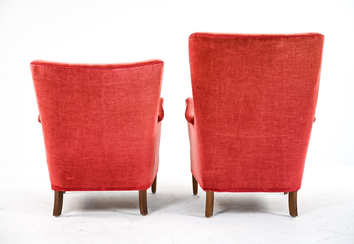 Two Danish Mohair Easy Chairs, Manner of Frits Henningsen, c. 1950's 6