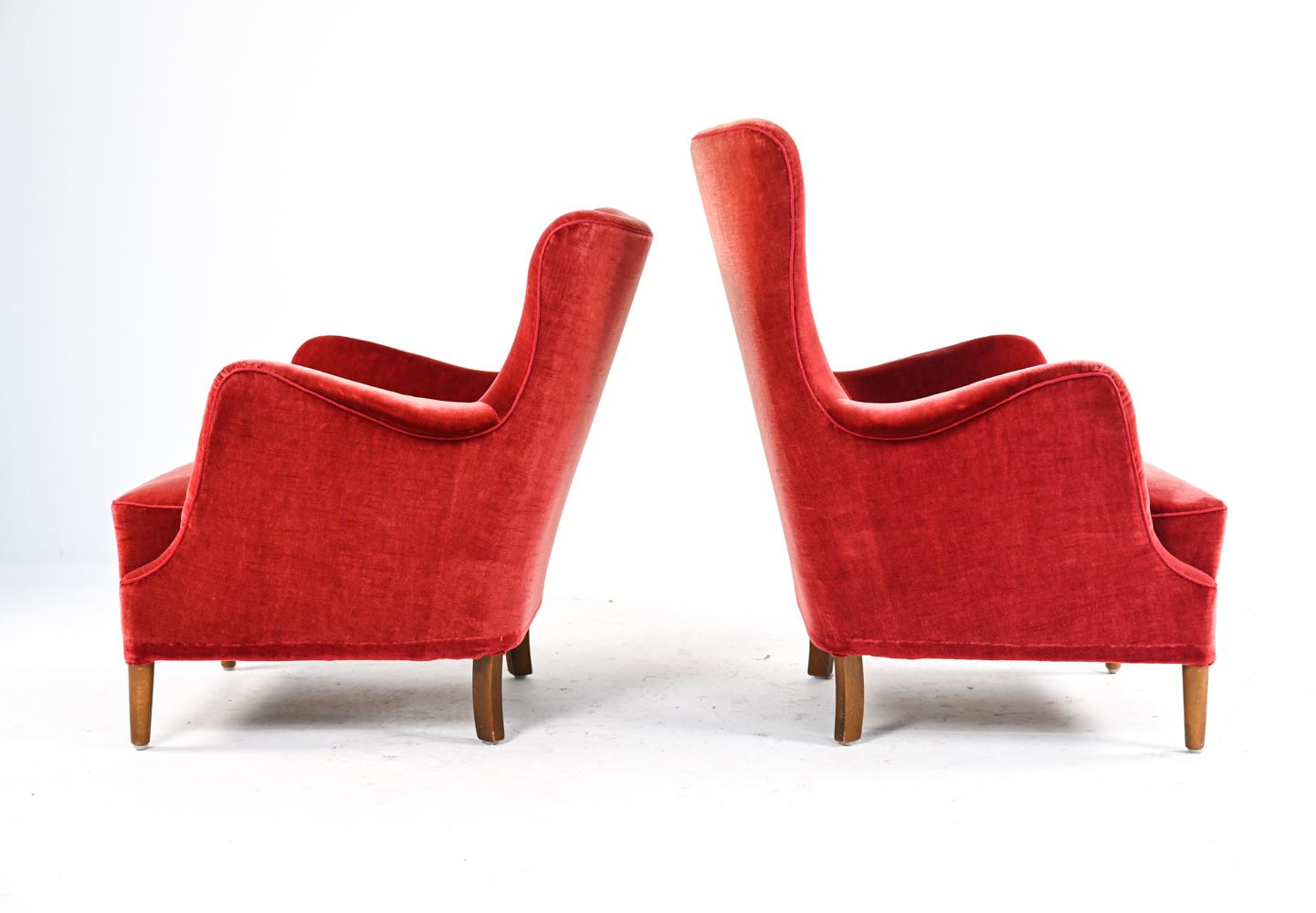 Two Danish Mohair Easy Chairs, Manner of Frits Henningsen, c. 1950's 7