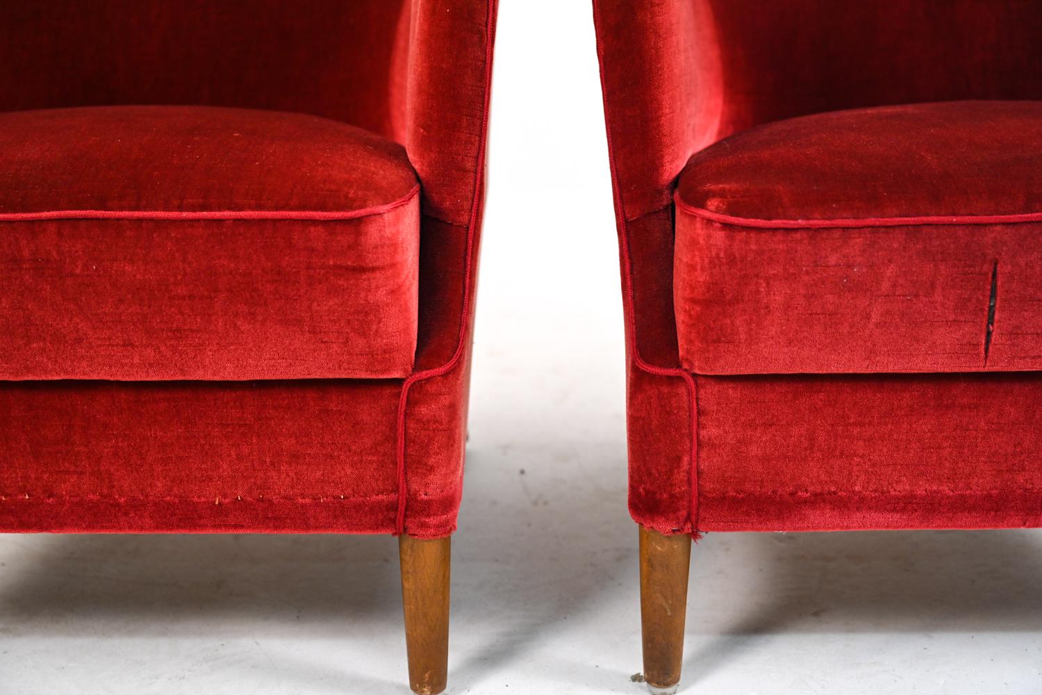 Two Danish Mohair Easy Chairs, Manner of Frits Henningsen, c. 1950's 1