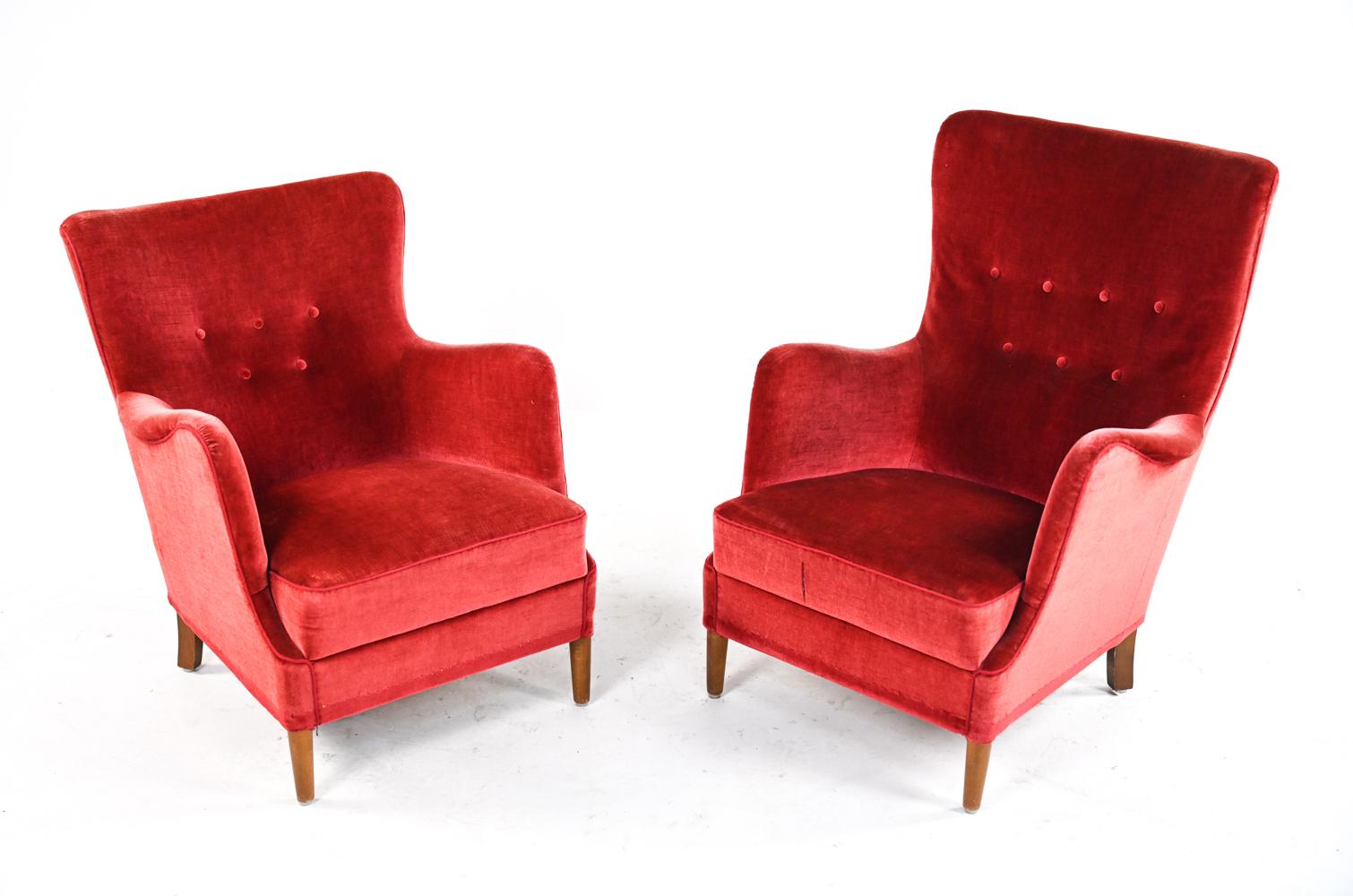 Two Danish Mohair Easy Chairs, Manner of Frits Henningsen, c. 1950's 4