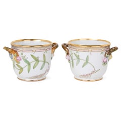 Two Danish Royal Copenhagen Flora Danica Porcelain Wine Coolers