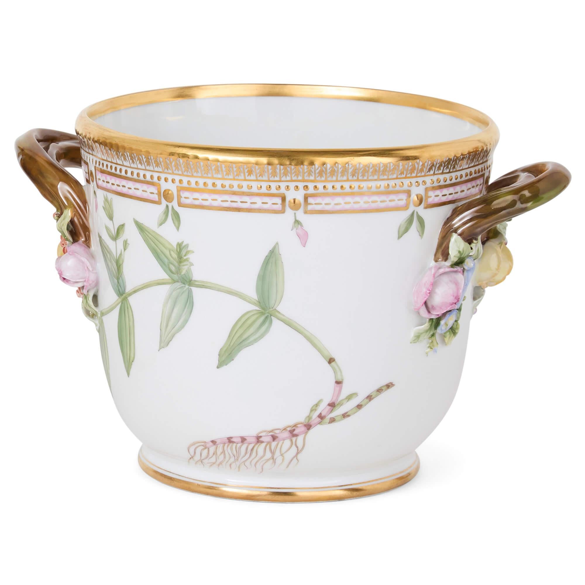Two Danish Royal Copenhagen Flora Danica Porcelain Wine Coolers In Good Condition For Sale In London, GB