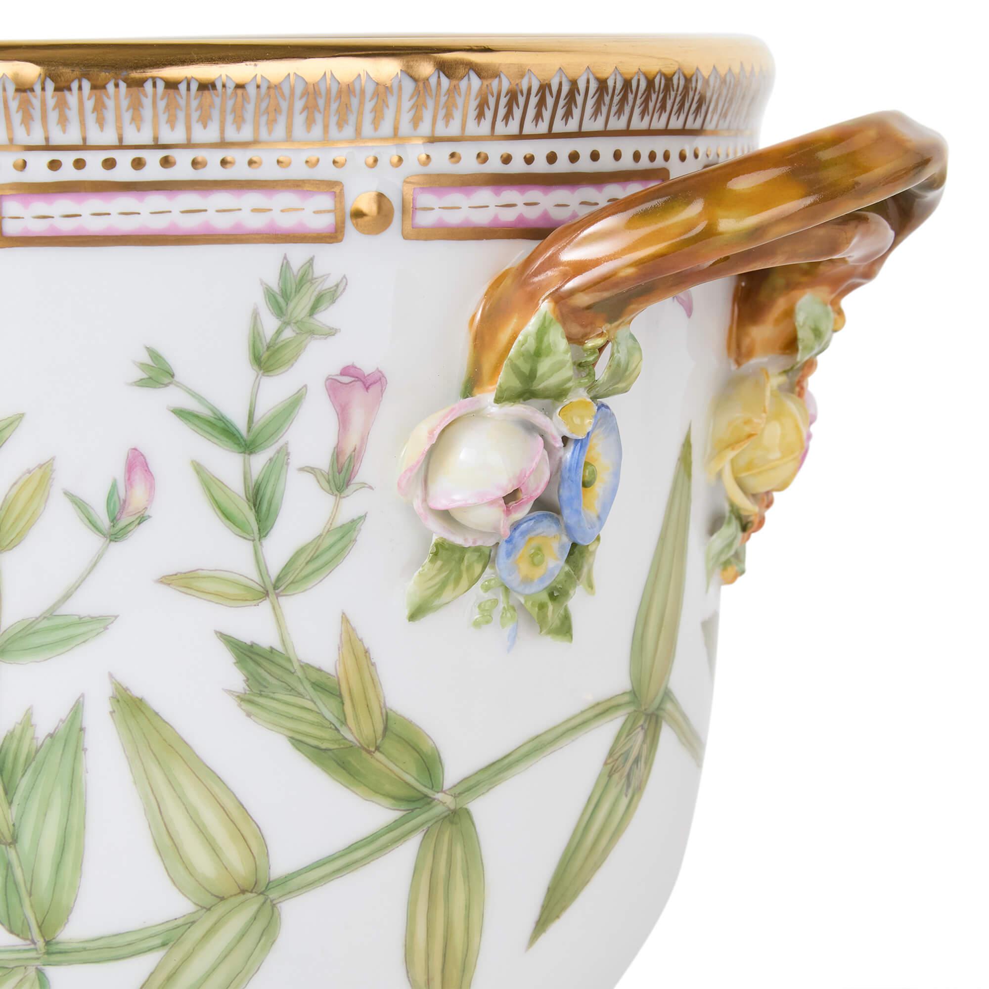 Two Danish Royal Copenhagen Flora Danica Porcelain Wine Coolers For Sale 1