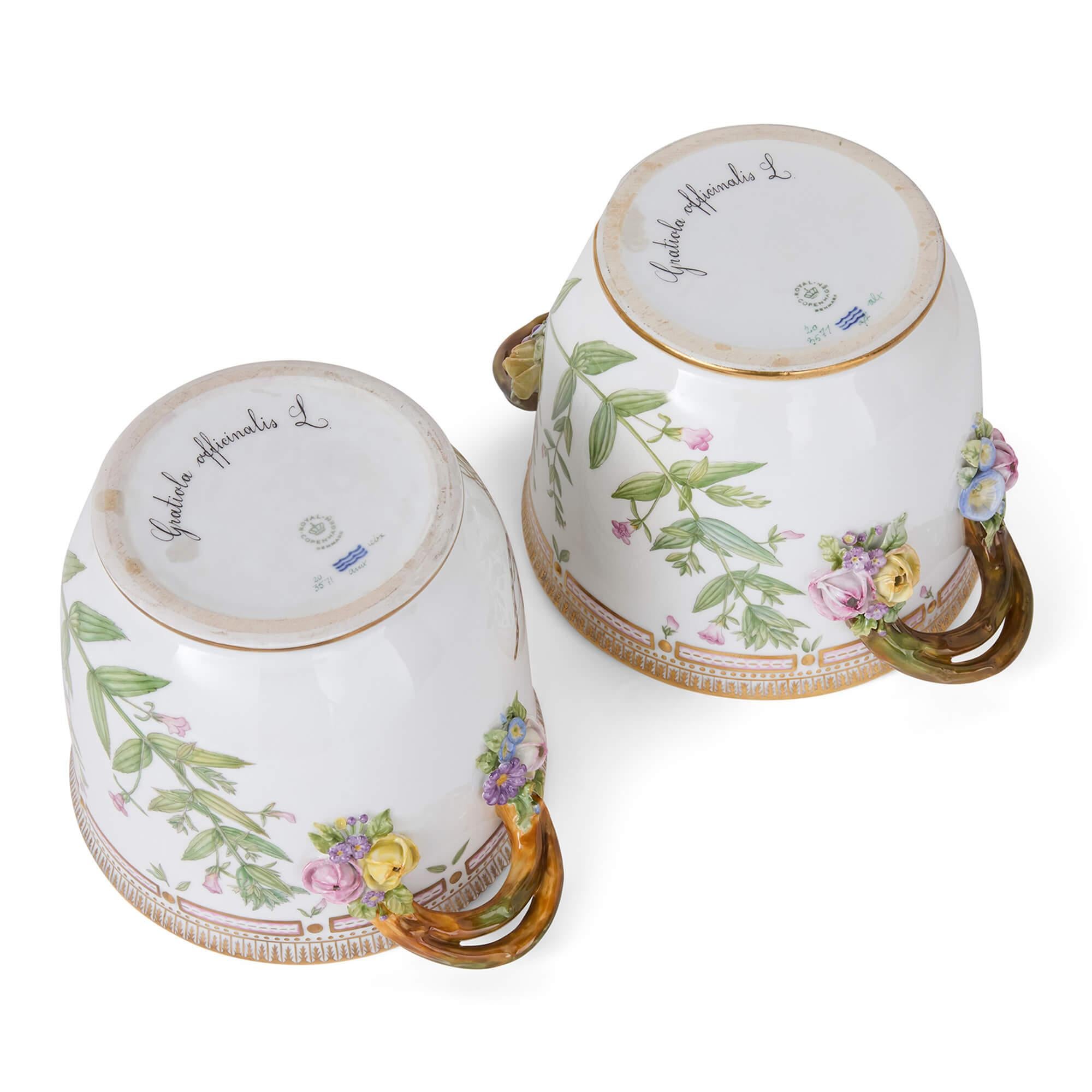 Two Danish Royal Copenhagen Flora Danica Porcelain Wine Coolers For Sale 2