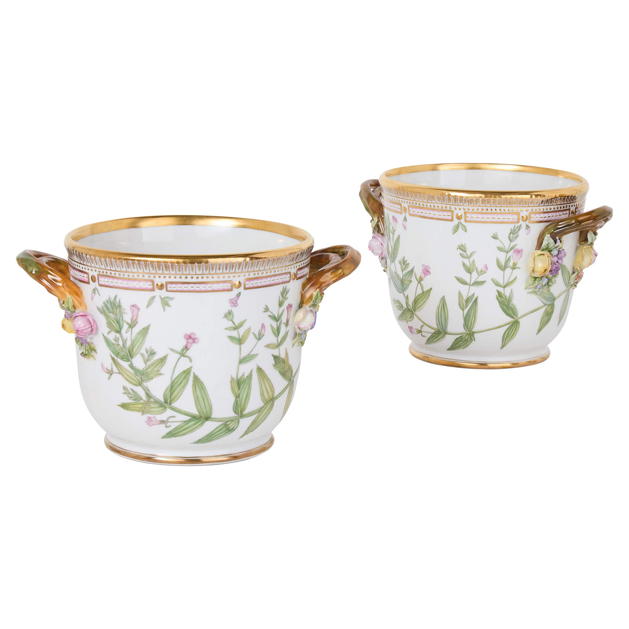 Two Danish Royal Copenhagen Flora Danica Porcelain Wine Coolers