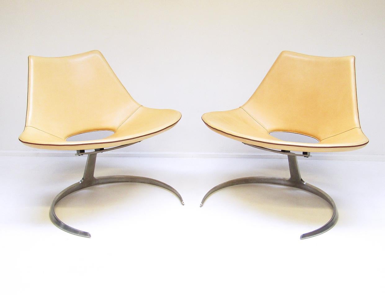 Mid-Century Modern Two Danish Scimitar Chairs by Preben Fabricius & Jørgen Kastholm for Bo-Ex For Sale