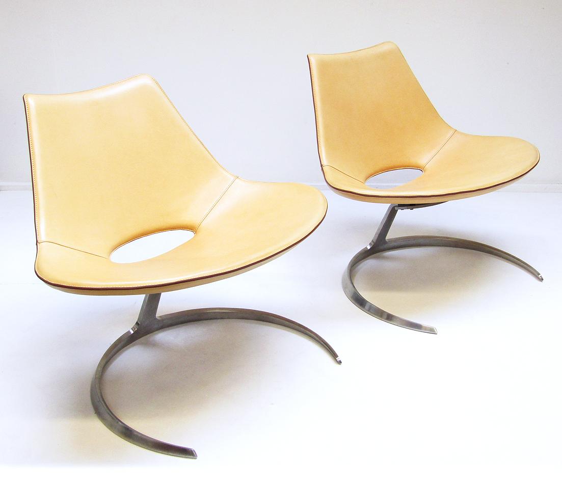 Steel Two Danish Scimitar Chairs by Preben Fabricius & Jørgen Kastholm for Bo-Ex For Sale