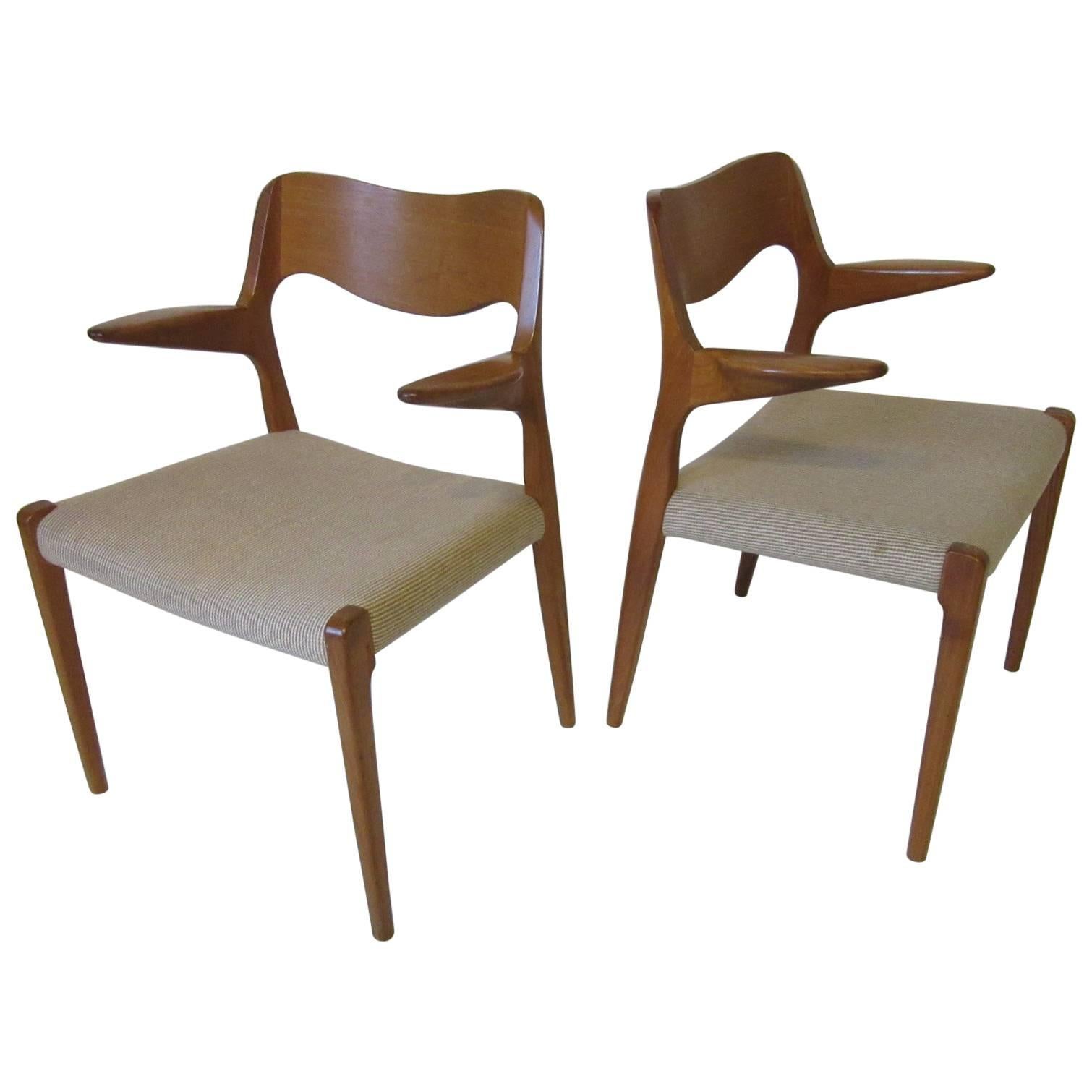 Two Danish Teak Dining Armchairs by Niels Otto Moller for J.L. Moller