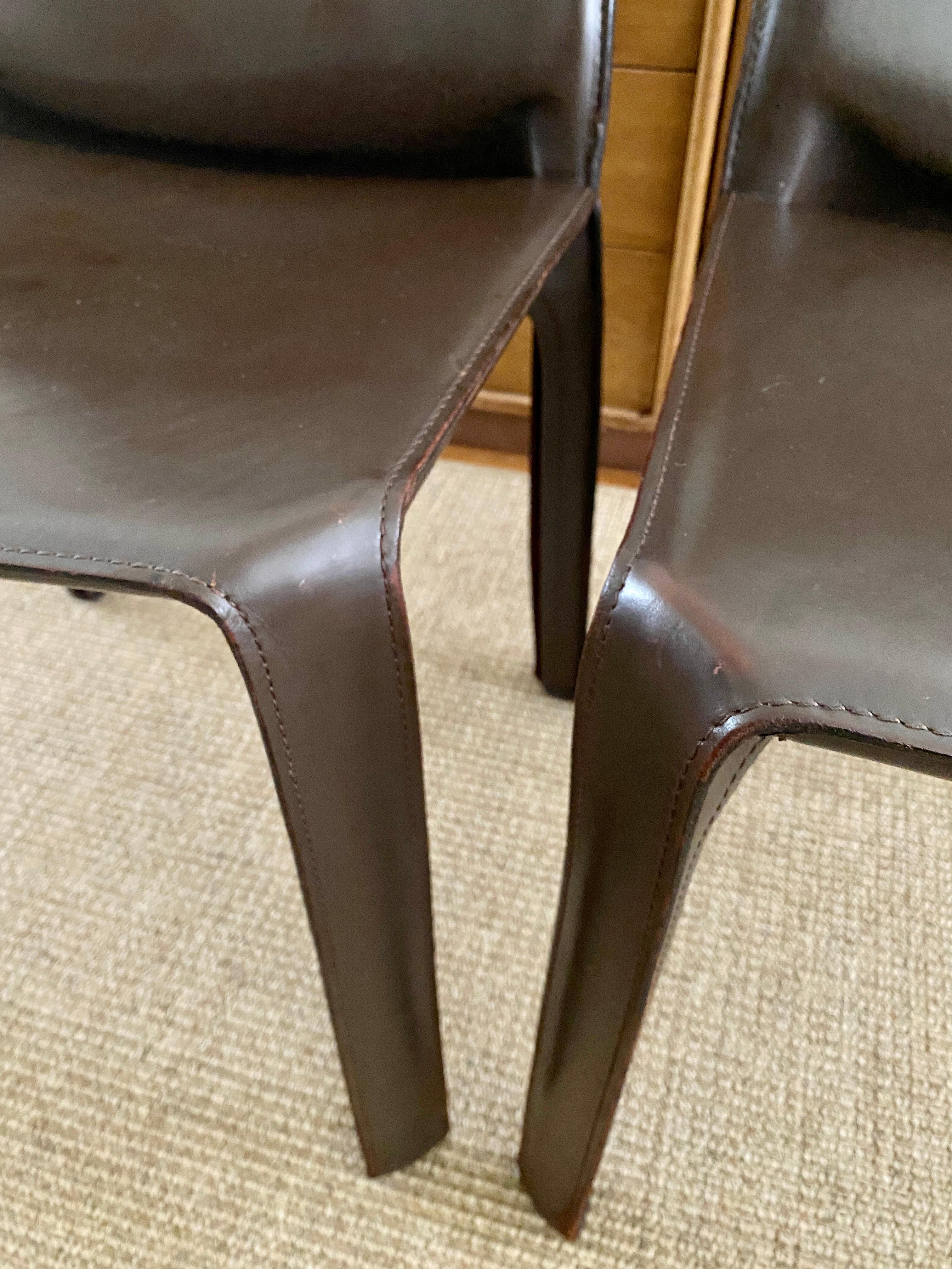Two Dark Brown CAB 412 Chairs Designed by Mario Bellini for Cassina For Sale 3