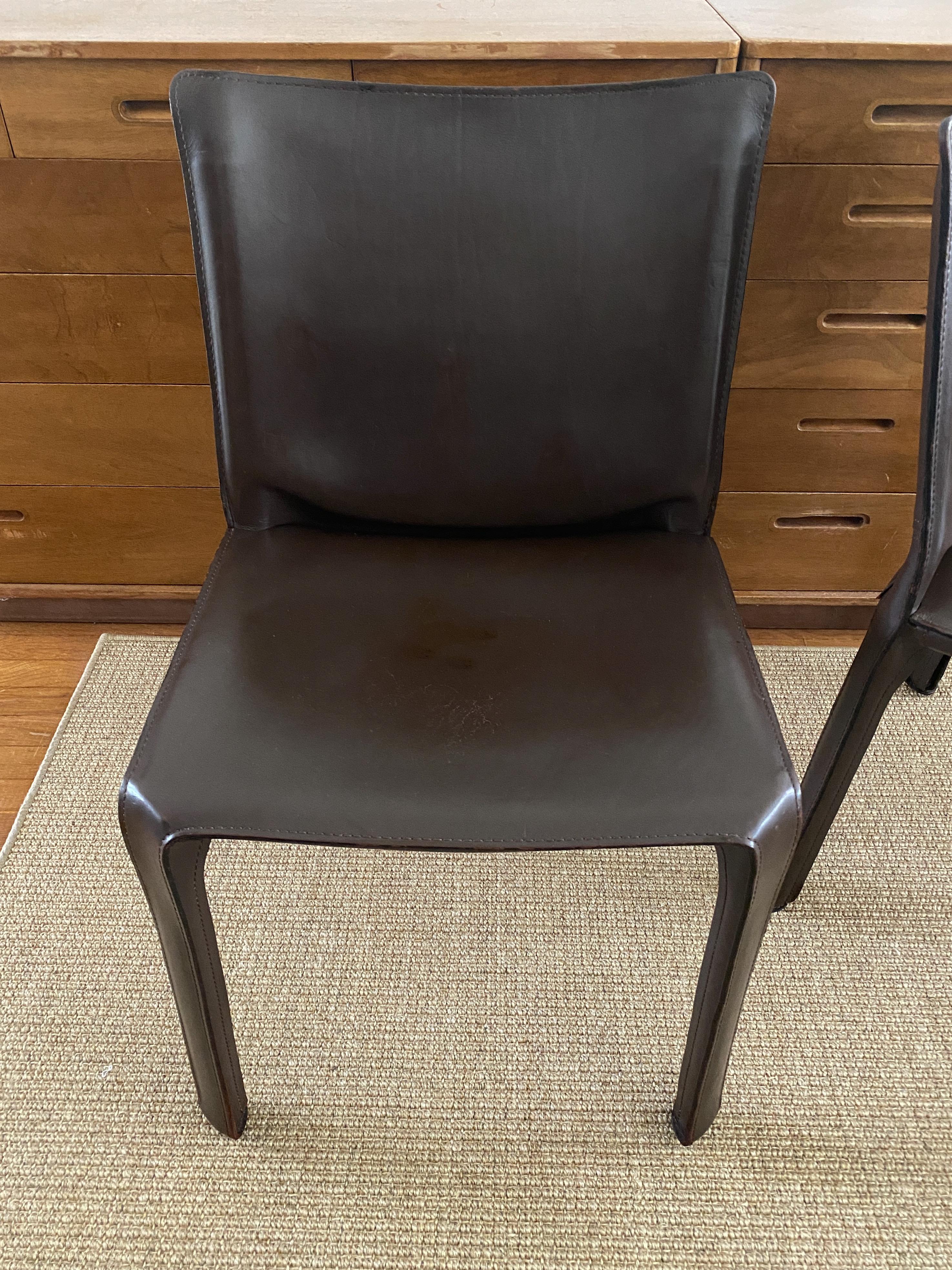 Two Dark Brown CAB 412 Chairs Designed by Mario Bellini for Cassina For Sale 4